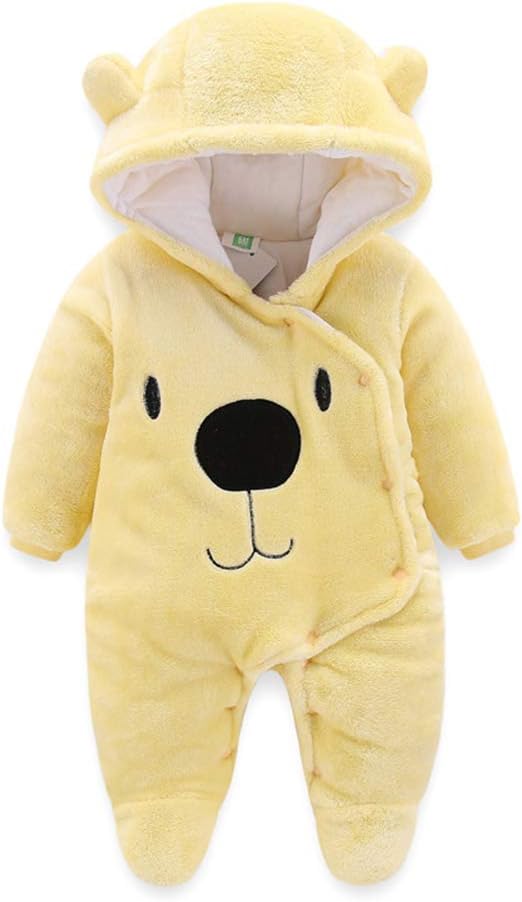 ALLAIBB Baby Newborn Snowsuit Winter Hooded Footie Fleece Jumpsuit for Infant Girls Boys