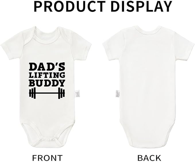 Dad’s Lifting Buddy Bodysuits, Cute Toddler Boy Girl Newborn Cotton Romper Short Sleeve Jumpsuit Outfits 0-24 Months