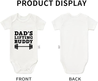Dad’s Lifting Buddy Bodysuits, Cute Toddler Boy Girl Newborn Cotton Romper Short Sleeve Jumpsuit Outfits 0-24 Months