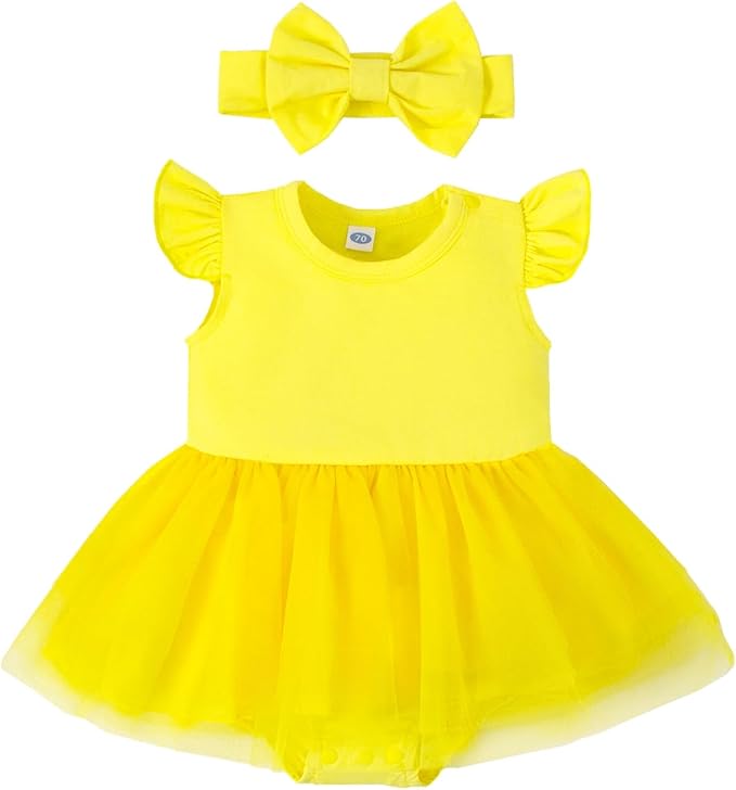 Magic Park 0-18M Infant Bodysuit Tutu Dress Baby Girl Romper Dress Toddler Solid Color Tulle Skirt Baptism Holidays Outfits