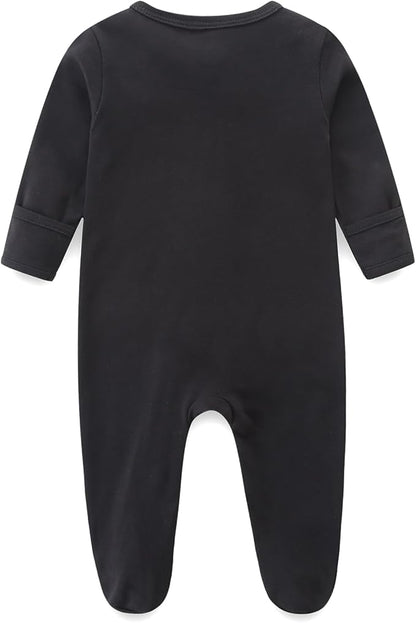 Baby Romper 100% Organic Cotton Pajamas One Piece Long Sleeve Zipper Footie Onesie for 0~12M Baby