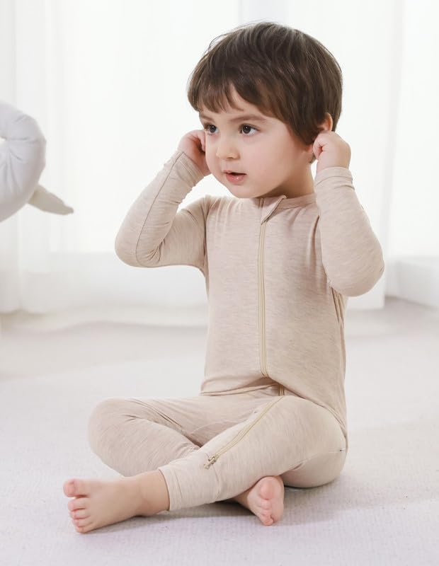 Baby Zippered Rompers Newborn Pajamas Sleepers Long Sleeve Jumpsuits Infant Zipper Romper-Viscose from Bamboo