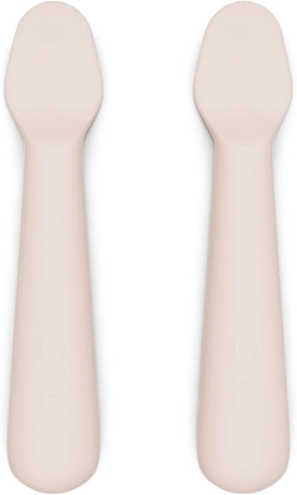 Lalo Little Spoon Set - 2 Piece Baby Spoons Set for Infants & Babies - Made From Food Grade Silicone Dishwasher Safe - Baby Feeding Essentials for Early Stage Mealtime - Grapefruit