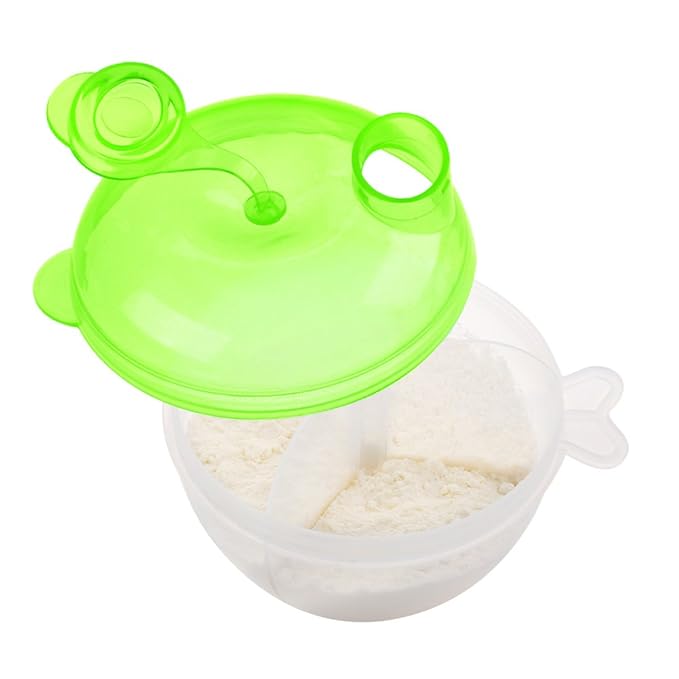 Accmor Baby Formula Dispenser for On-The-Go Feedings, Three-Compartment Non-Spill Formula Container to Go, Snack Milk Powder Dispenser for Traveling with Infant Toddler, Green, 2 Pack