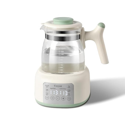 Instant Baby Water Warmer and Formula Dispenser, 1.5L Detachable Glass Tank with 6-Temp Settings, 72H Keep-Warm & Night Light, Universal for All Baby Bottles