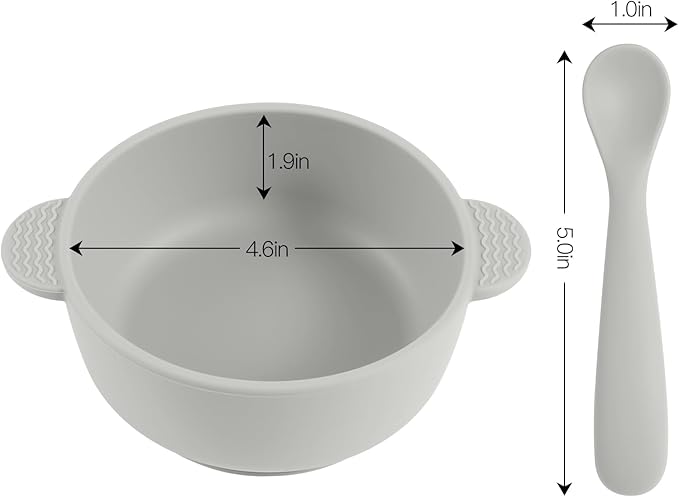 Silicone Baby Feeding Set, 3 Pack Baby Bowls with Suction and 3 Pack Baby Spoons for Babies Toddlers Kids, BPA Free, Baby Utensils Feeding Supplies, Microwave and Dishwasher Safe