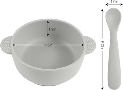 Silicone Baby Feeding Set, 3 Pack Baby Bowls with Suction and 3 Pack Baby Spoons for Babies Toddlers Kids, BPA Free, Baby Utensils Feeding Supplies, Microwave and Dishwasher Safe