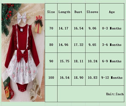Hnyenmcko Newborn Baby Girl Christmas Clothes Infant Red Plaid Romper Dress Ruffle Long Sleeve Ribbed Bodysuit Headband Set