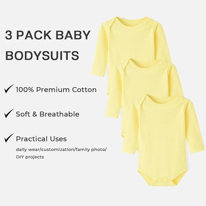 Enfants Chéris Baby Long Sleeve Bodysuit Newborn-24 Months 100% Cotton Pack of 3