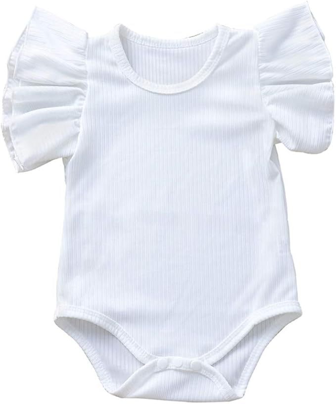 Newborn Infant Baby Girl Solid Ruffle Romper Bodysuit Jumpsuit Casual Clothes One Piece Outfit