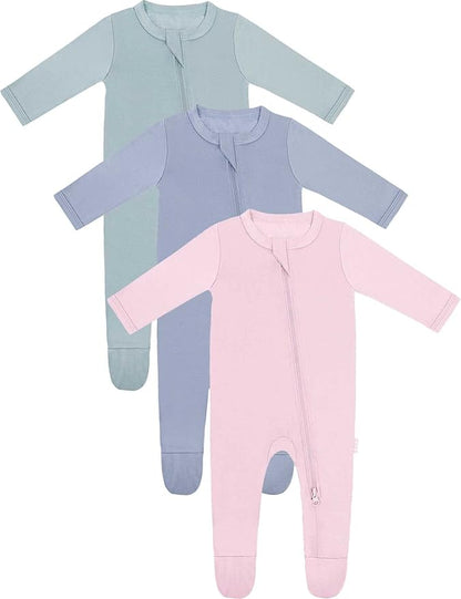 RRP Unisex Baby Footies Pajamas,Rayon Derived From Bamboo,Buttery Soft Sleep 'N Play PJs,2-Way Zipper Closure,0-18 Months