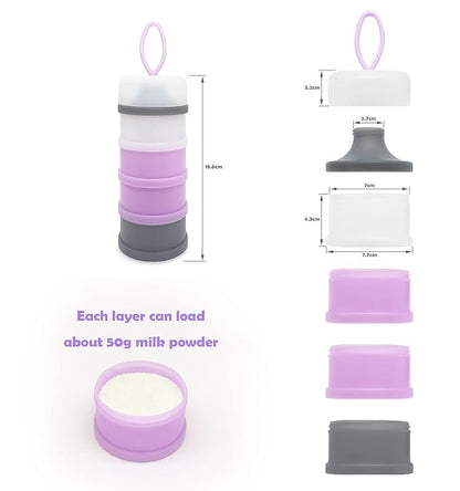 Baby Formula Dispenser, Formula Container, BPA Free, 4 Layers, Baby Feeding Travel Storage Container, Portable Milk Powder Dispenser Container, Non-Spill Stackable Baby Snack Storage Container