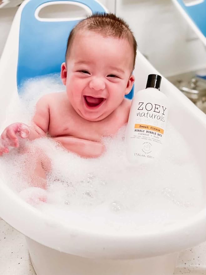Zoey Naturals - Sweet Citrus Bubble Bath for Kids & Babies - Organic Tear-Free, Non-Toxic Toddler Soap with Moisturizing Aloe & Avocado Oil - Long Lasting Bubbles - Made in USA, 17 oz
