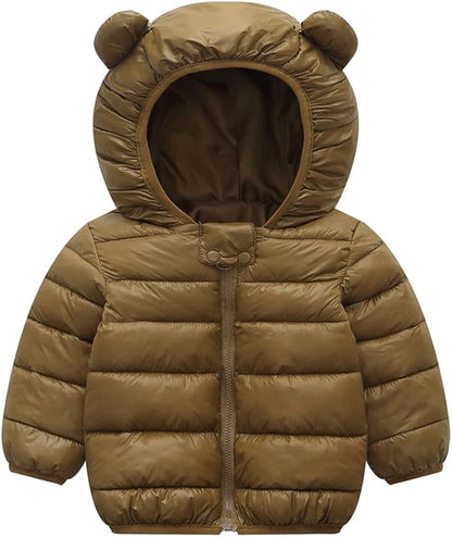 Winter Down Coats for Kids Baby Boys Girls Light Puffer Padded Jacket Bear Hoods Infant Outerwear