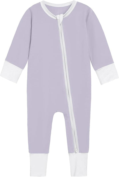 Baby Zippered Rompers Newborn Pajamas Sleepers Long Sleeve Jumpsuits Infant Zipper Romper-Viscose from Bamboo