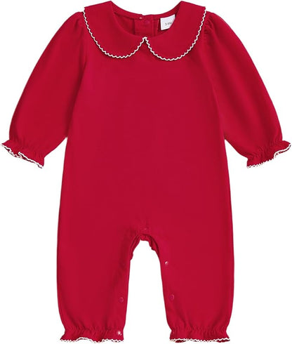 Merqwadd Baby Coming Home Outfit Boy Girl Cotton Long Sleeve Romper Jumpsuit Plain One-Piece Clothes