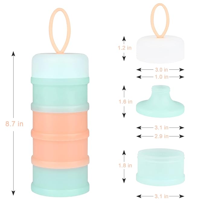 Accmor 2 Pack Baby Formula Dispenser On The Go, Stackable Formula Dispenser Formula Container to Go, Non-Spill Portable Milk Powder Kids Snack Storage Container, BPA Free