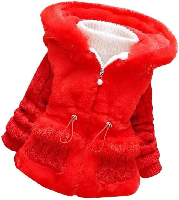 Baby Girls Infant Winter Knited Fur Outerwear Coats Snowsuit Clothing Jackets