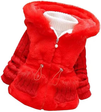 Baby Girls Infant Winter Knited Fur Outerwear Coats Snowsuit Clothing Jackets