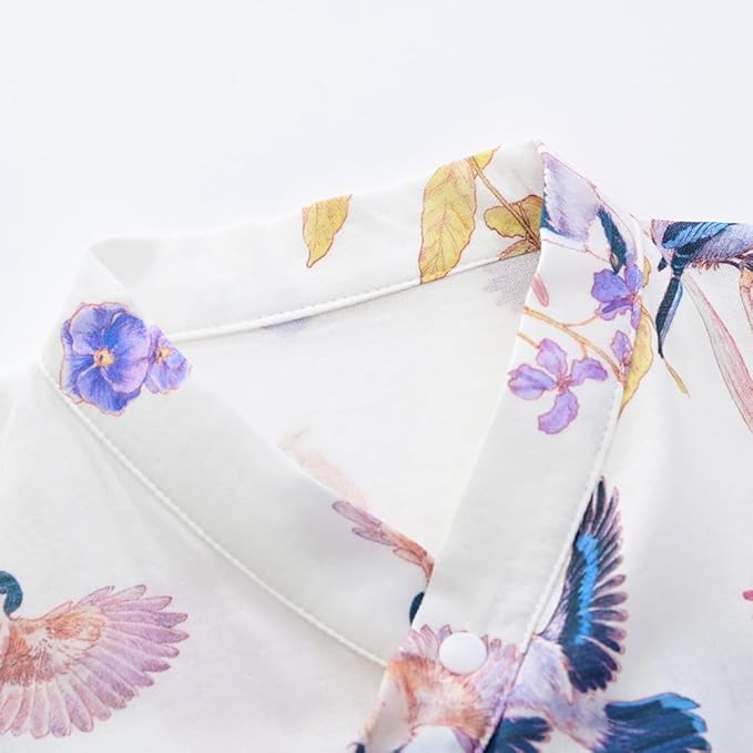 BINIDUCKLING Baby Kimono Style Wrap Over Bodysuit Soft Muslin Fabric Graphic Print