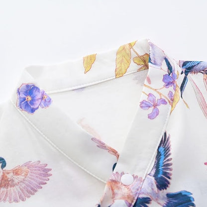 BINIDUCKLING Baby Kimono Style Wrap Over Bodysuit Soft Muslin Fabric Graphic Print