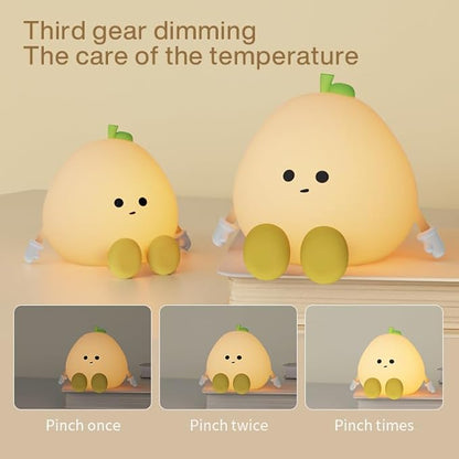 Grapefruit Night Light for Nursery - Silicone Touch Lamp, 3 Adjustable Brightness, USB-C Rechargeable, Baby-Safe Bedside Light, Toddler Sleep Training & Kids Room Decor