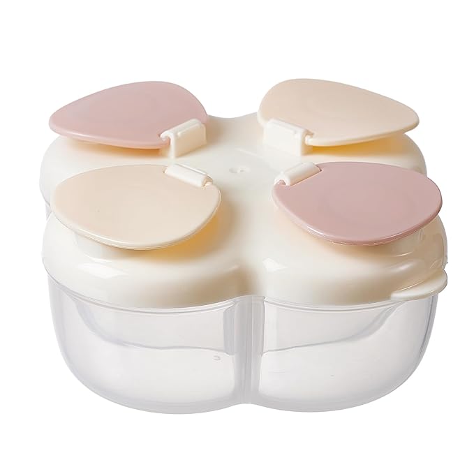 Formula Dispenser No-Spill with Four Compartment, Infant Milk Powder Dispenser Portable On The Go, Kids Snack Formula Containers for Travel Hold Outdoor, Light Yellow