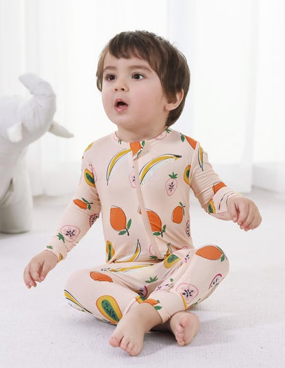 Baby Zippered Rompers Newborn Pajamas Sleepers Long Sleeve Jumpsuits Infant Zipper Romper-Viscose from Bamboo