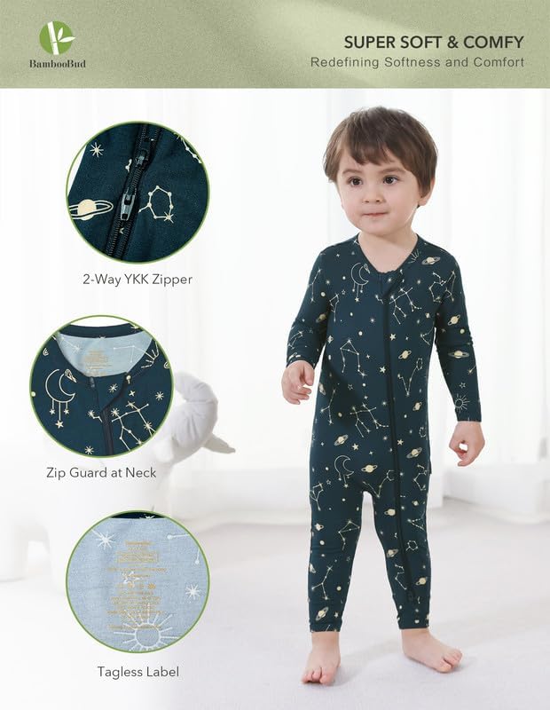 Baby Zippered Rompers Newborn Pajamas Sleepers Long Sleeve Jumpsuits Infant Zipper Romper-Viscose from Bamboo