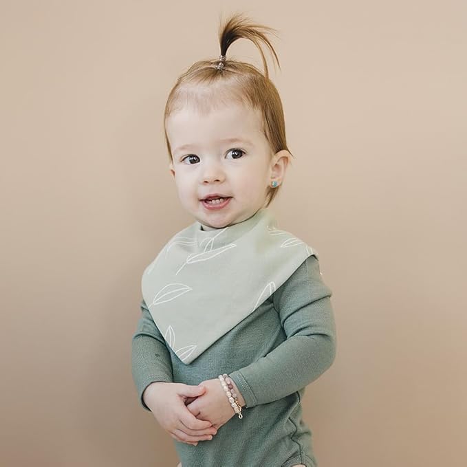 Woolino Merino Wool Baby Bibs - Highly Absorbent Bandana Bib with Cotton Outer Layer and Merino Wool Inner Layer - Pack of 2