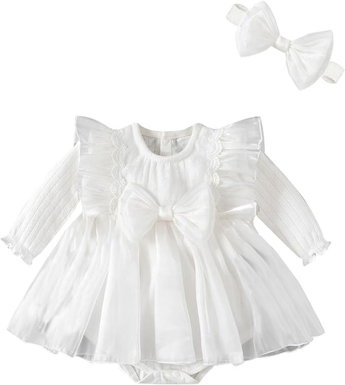 Baby Girl Summer Clothes Infant Tulle Romper Skirt Sleeveless Bodysuit One Piece Romper + Headband 2pcs set 0-12M