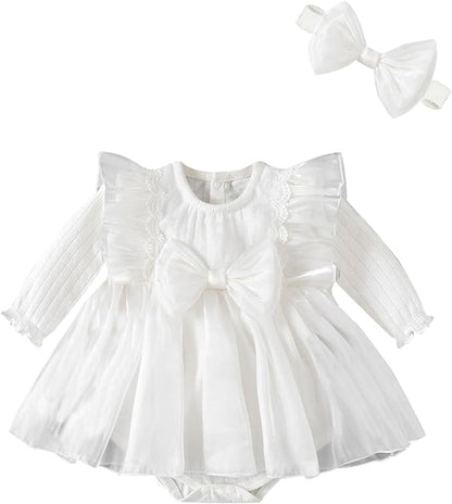 Baby Girl Summer Clothes Infant Tulle Romper Skirt Sleeveless Bodysuit One Piece Romper + Headband 2pcs set 0-12M