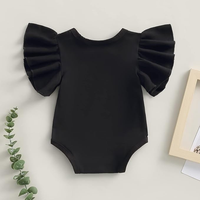 Newborn Infant Baby Girl Solid Ruffle Romper Bodysuit Jumpsuit Casual Clothes One Piece Outfit