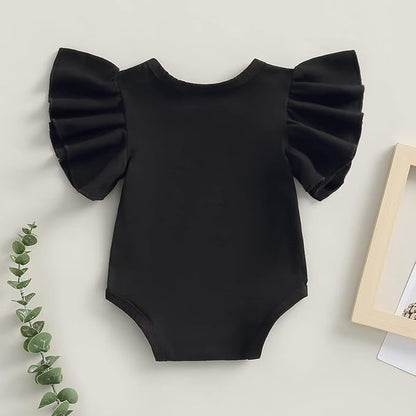 Newborn Infant Baby Girl Solid Ruffle Romper Bodysuit Jumpsuit Casual Clothes One Piece Outfit