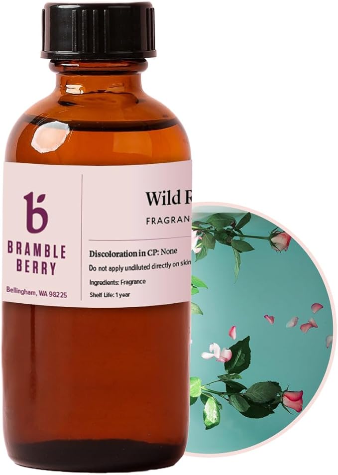 Bramble Berry Wild Rose Fragrance Oil 2 oz | Classic Romantic Floral Scent for Soap Making, Candles, Lotion, Bath Bombs & Perfume | Skin Safe, Vegan, Paraben & Phthalate Free