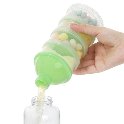 Accmor Formula Dispenser On The Go, 4 Compartments Stackable Formula Container for Travel, Baby Milk Powder Kids Snack Container, BPA Free ﻿
