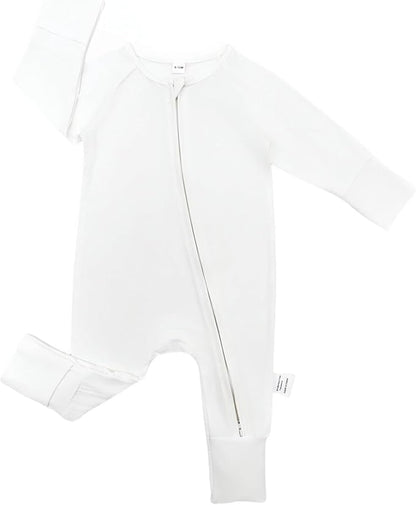 Bow Dream Bamboo Rayon Baby Boy Romper Footed Long Sleeve Footies Newborn Girl Clothes Footless with Zipper and Mitten Cuffs