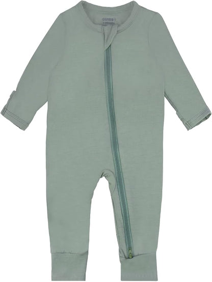 GUISBY Baby Footless Rompers, Rayon Pajamas 2 Way Zipper with Long Sleeve Sleeper