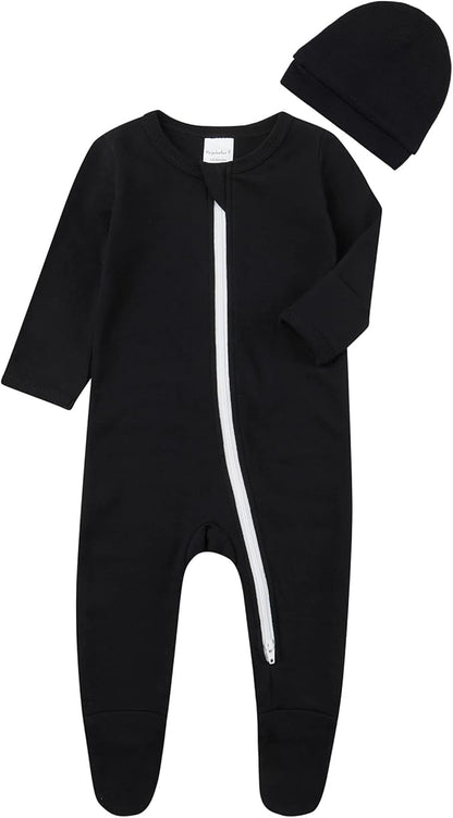 Baby Boys' Cotton Sleep and Play Pjs, Snug Fit Footed Jumpsuit, Zip Front Pajamas