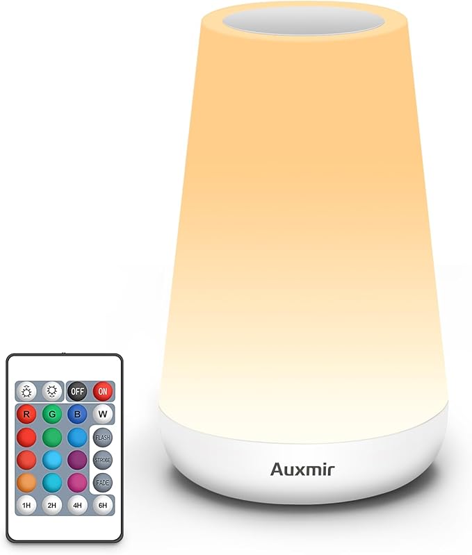 Auxmir Night Light, Dimmable Touch Lamp for Bedroom, Portable Rechargeable Bedside Table Lamp for Baby Nursery, 13 RGB Colors & 5 Brightness, Night Lights for Bedroom Living Room Bathroom Hallways