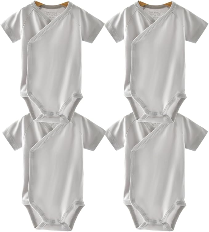 Baby Boys Girls Short Sleeves Kimono Clothes Cotton Baby Side-Snap Bodysuit Pack of Baby Layette Set
