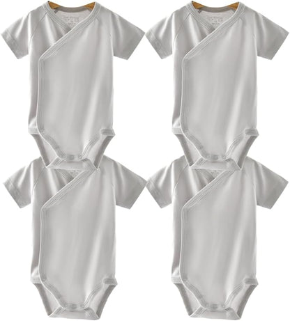 Baby Boys Girls Short Sleeves Kimono Clothes Cotton Baby Side-Snap Bodysuit Pack of Baby Layette Set