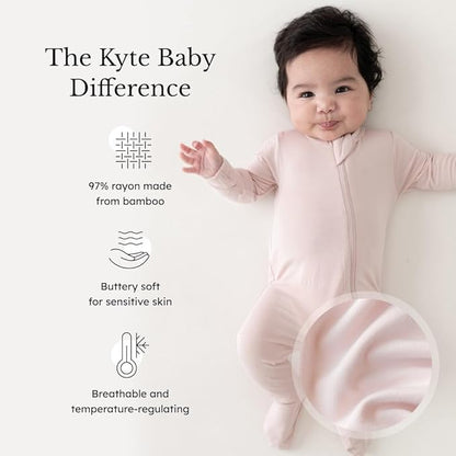 KYTE BABY Unisex Zipper Closure Footies, Rayon Made From Bamboo, 0-24 Months