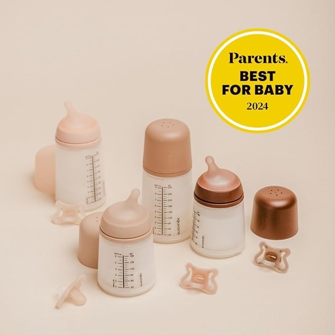 Suavinex Zero Zero Anti Colic Baby Bottle, No 1 Spanish Baby Bottle Brand, Minimizes Bottle Rejection & Nipple Confusion, Perfect for Breastfeeding Babies, 4 PK 6 oz, Deep Tone, Adaptable Flow