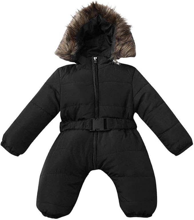 Baby Boys Girls One-Piece Snowsuit Winter Padded Coat Hooded Ski Suit Full Zip Insulated Jacket Jumpsuit Ski Clothes