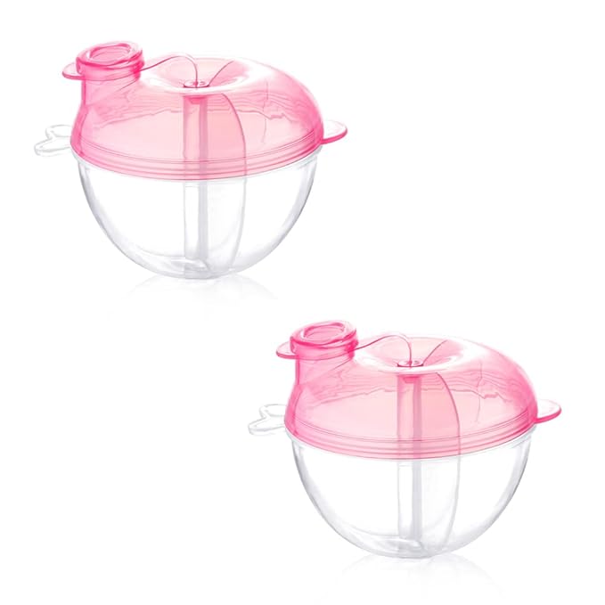 Accmor Baby Formula Dispenser for On-The-Go Feedings, Three-Compartment Non-Spill Formula Container to Go, Snack Milk Powder Dispenser for Traveling with Infant Toddler, Pink, 2 Pack