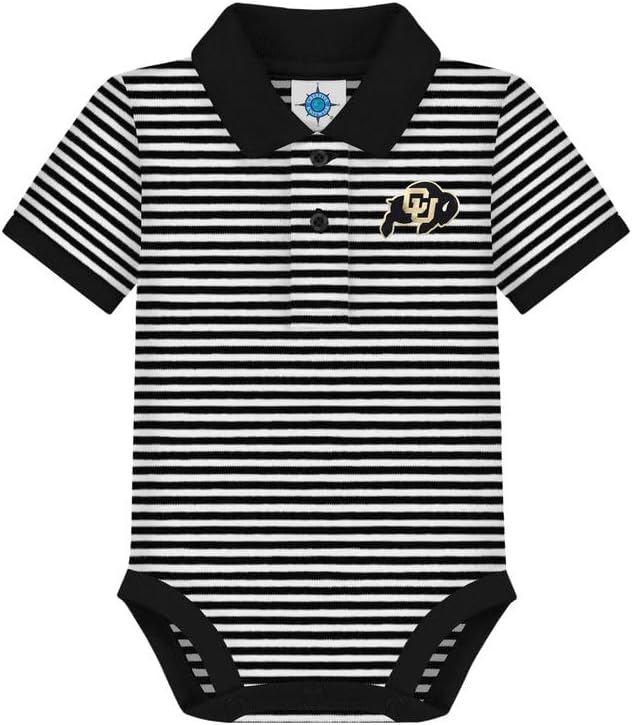 Creative Knitwear College Baby Striped Polo Bodysuit - Team Logo, Multiple Colors, for Boys & Girls (0-12 Months)