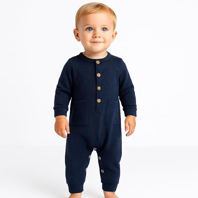 Baby Boys Girls 2 Pack Solid Romper Ribbed Long Sleeve One-Piece Knit Cotton Jumpsuit Outfits Clothes