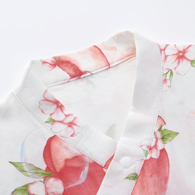 BINIDUCKLING Baby Kimono Style Wrap Over Bodysuit Soft Muslin Fabric Graphic Print