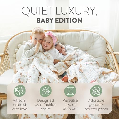 Organic Cotton Muslin Baby Blanket for Boys and Girls - Luxurious Soft Toddler Quilt for Swaddling - Gender Neutral Blanket - Baby and Toddler Gift - Dream Big